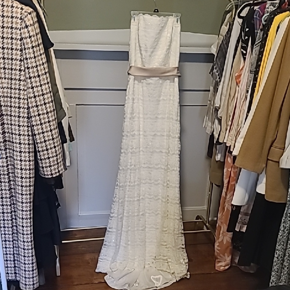 Elegant Lace Wedding Dress with Satin Belt